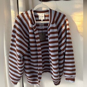 Le Lis Chocolate and Cream Striped Cardigan